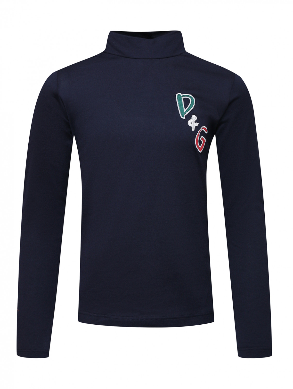 Блуза из хлопка с аппликацией Dolce & Gabbana  –  Общий вид  – Цвет:  Синий