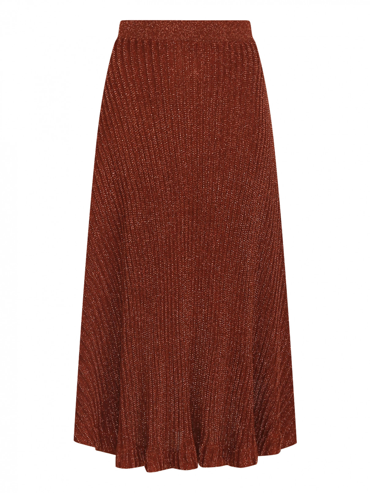 Трикотажная юбка-миди с люрексом Max&Co  –  Общий вид  – Цвет:  Металлик