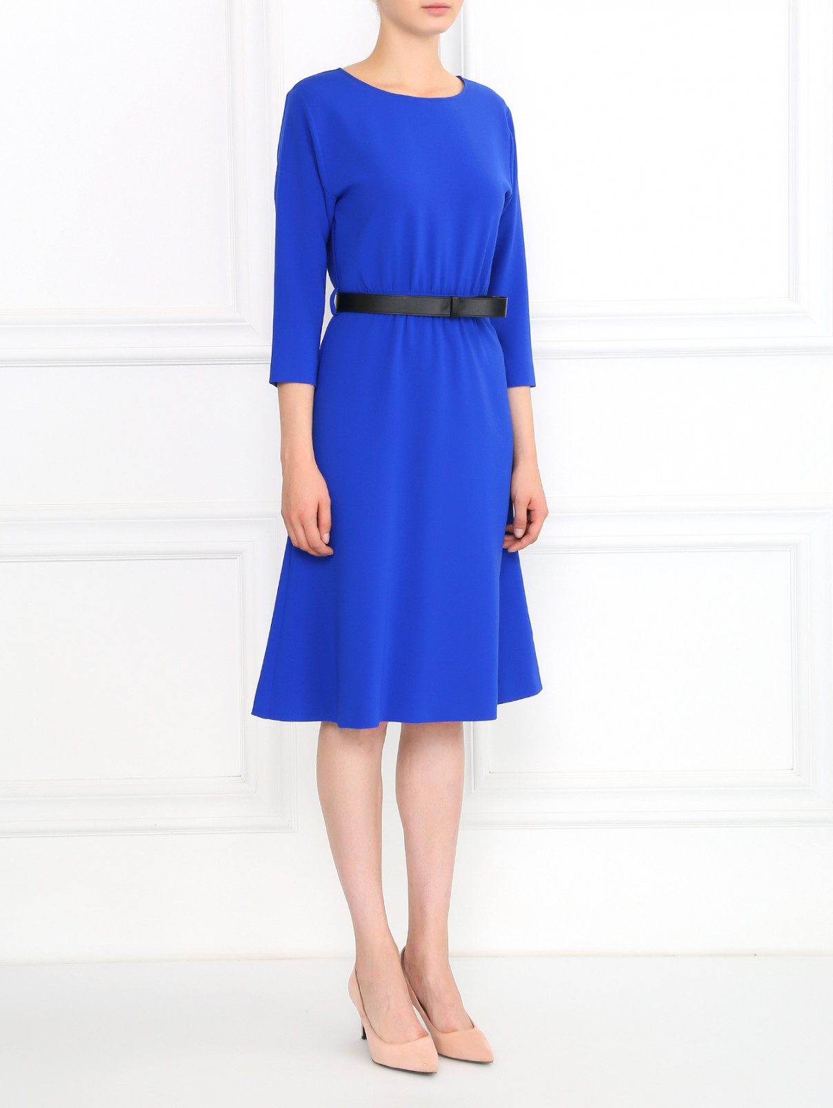 Платье-миди с рукавом 3/4 Moschino Boutique  –  Модель Общий вид  – Цвет:  Синий