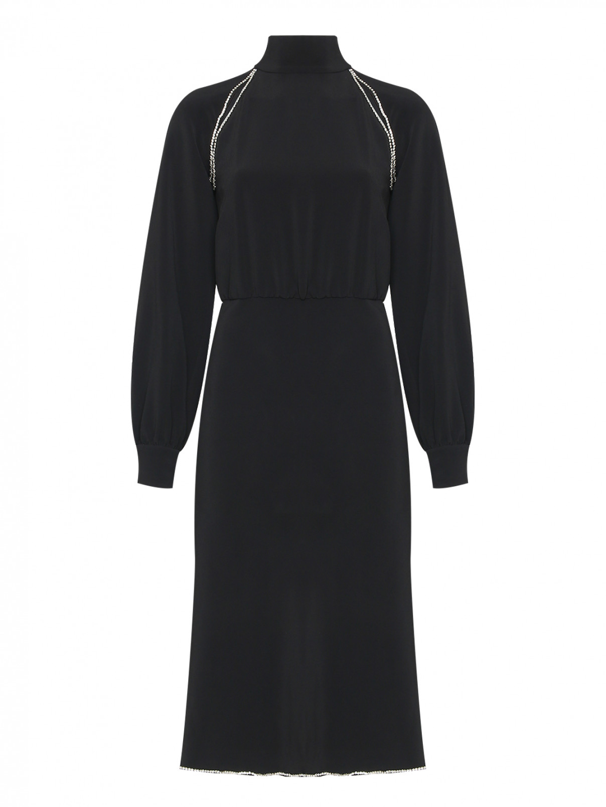 Платье-миди с декором Sportmax  –  Общий вид  – Цвет:  Черный