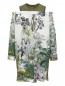 Платье-мини из шелка с узором и трикотажной вставкой Alberta Ferretti  –  Общий вид