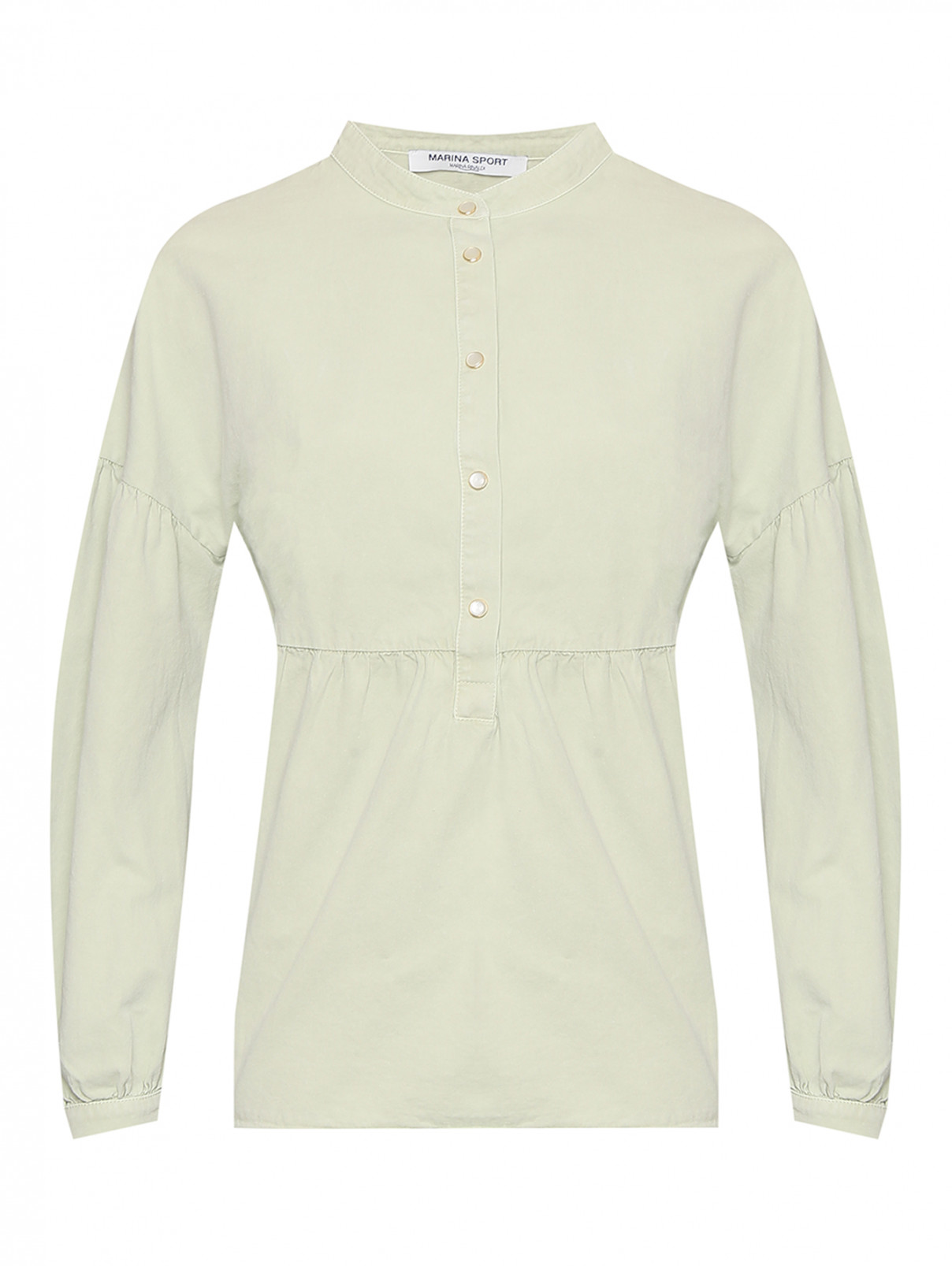 Блуза из хлопка на кнопках Marina Rinaldi  –  Общий вид  – Цвет:  Зеленый