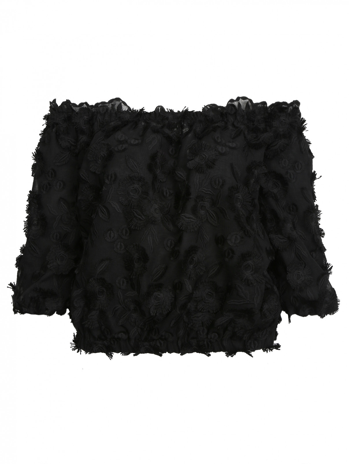 Топ из фактурной ткани Moschino Boutique  –  Общий вид  – Цвет:  Черный