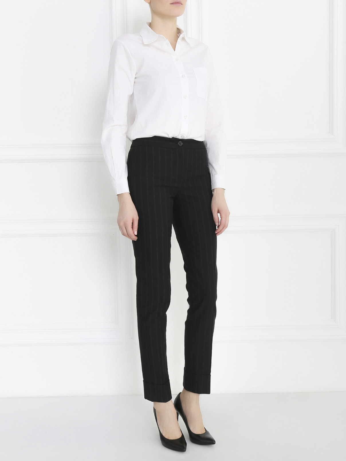 Узкие брюки из хлопка с узором "полоска" Antonio Marras  –  Модель Общий вид  – Цвет:  Серый