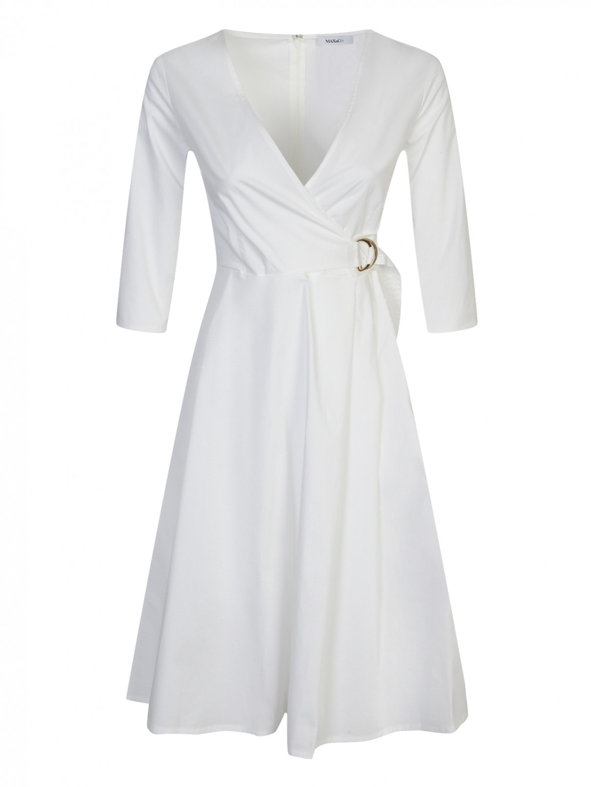 Платье из хлопка с запахом Max&Co  –  Общий вид  – Цвет:  Белый