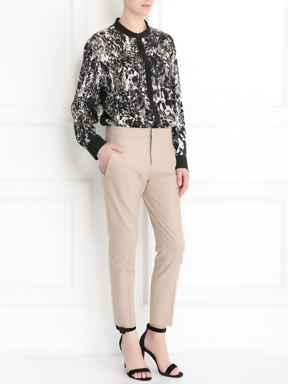 Блуза из шелка с узором DKNY  –  Модель Общий вид  – Цвет:  Узор