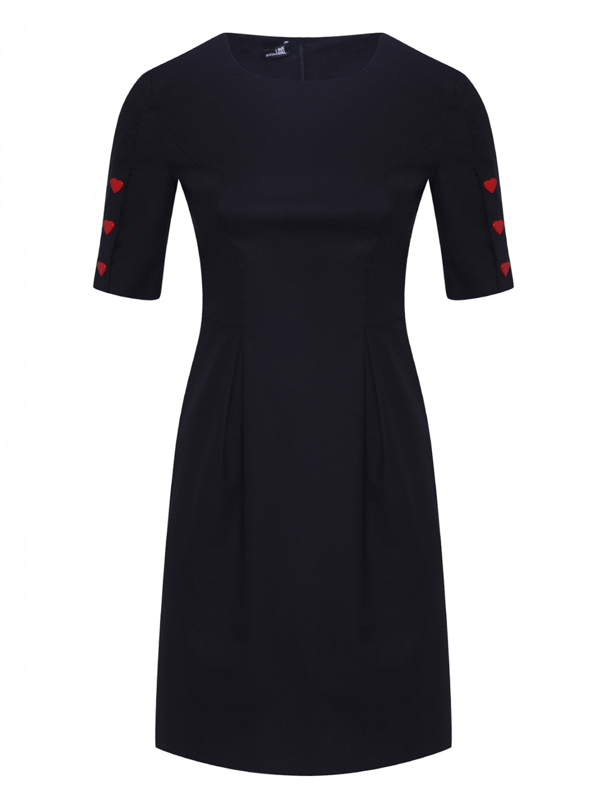 Платье-футляр с декоративными кнопками Moschino Love  –  Общий вид  – Цвет:  Черный