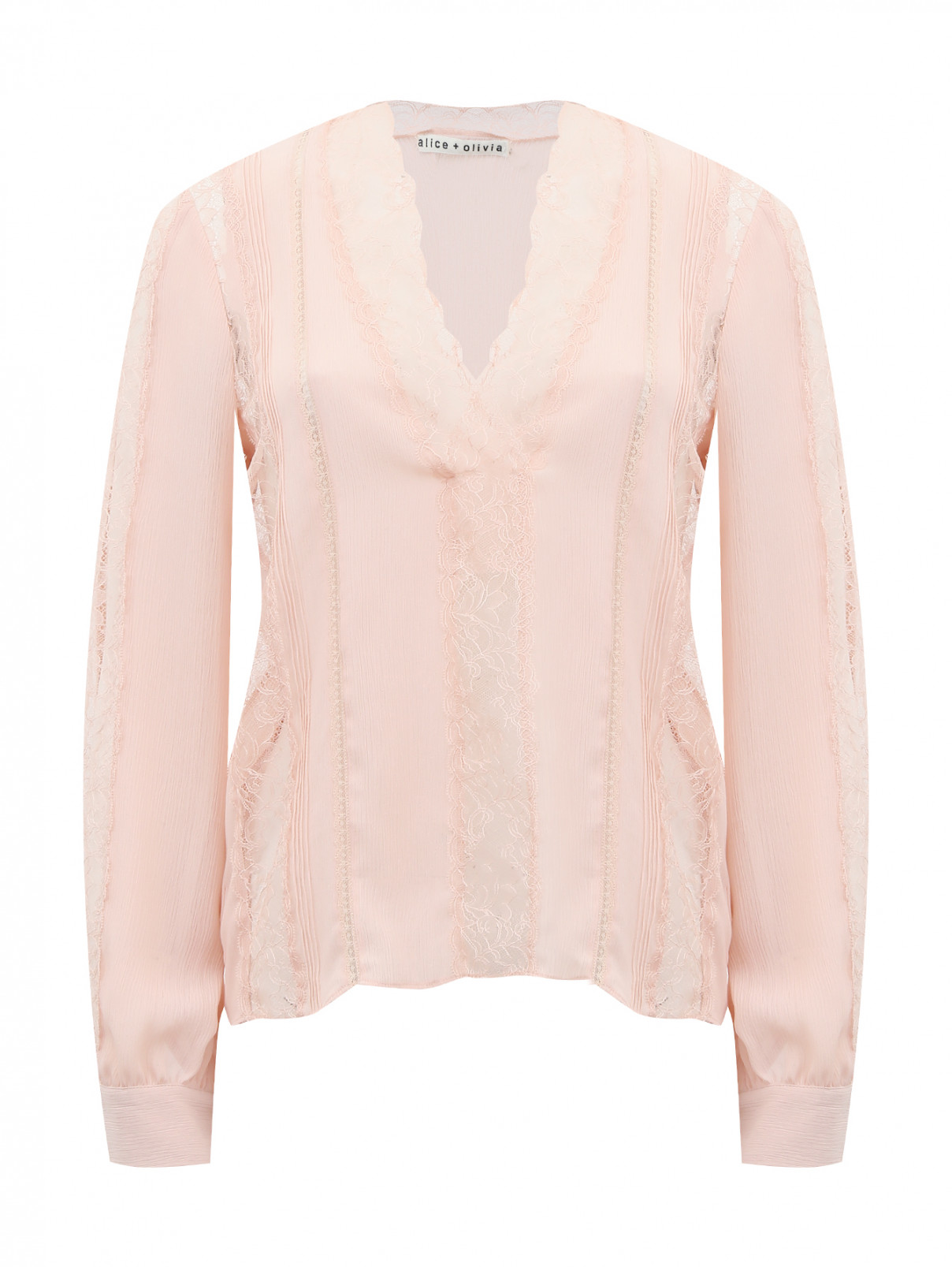 Блуза  с кружевными вставками Alice+Olivia  –  Общий вид  – Цвет:  Розовый