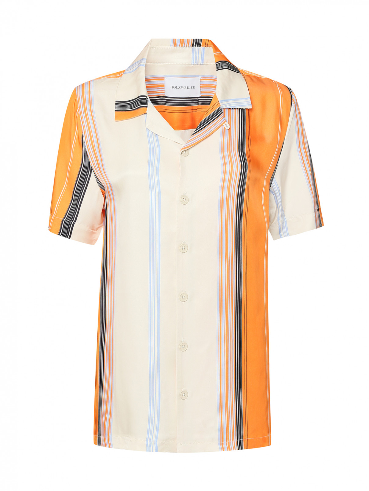 Рубашка из атласа в полоску Holzweiler  –  Общий вид  – Цвет:  Оранжевый