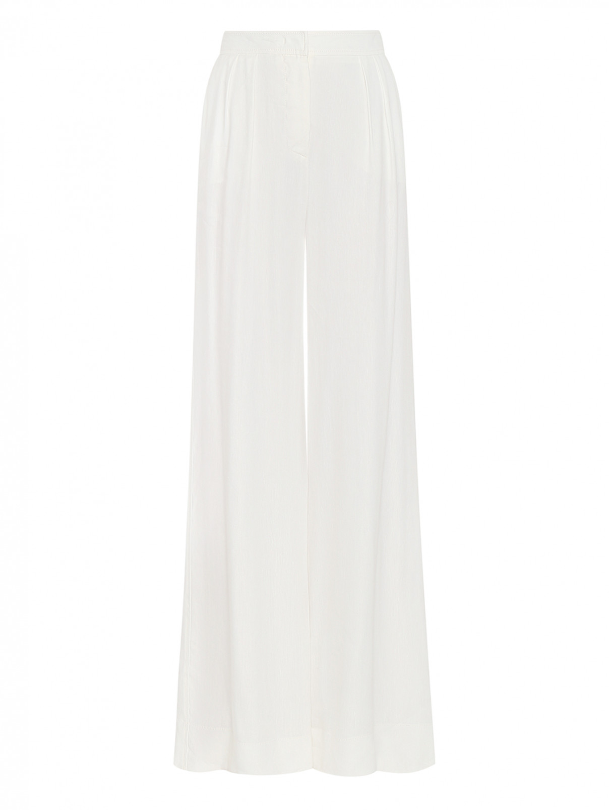 Однотонные брюки широкого кроя Alberta Ferretti  –  Общий вид  – Цвет:  Белый