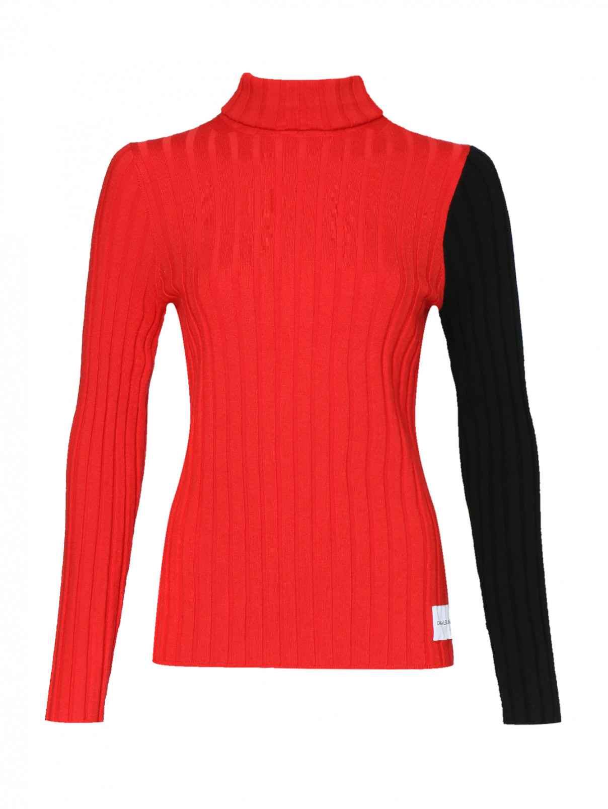 Водолазка из шерсти с контрастной отделкой Calvin Klein  –  Общий вид  – Цвет:  Красный