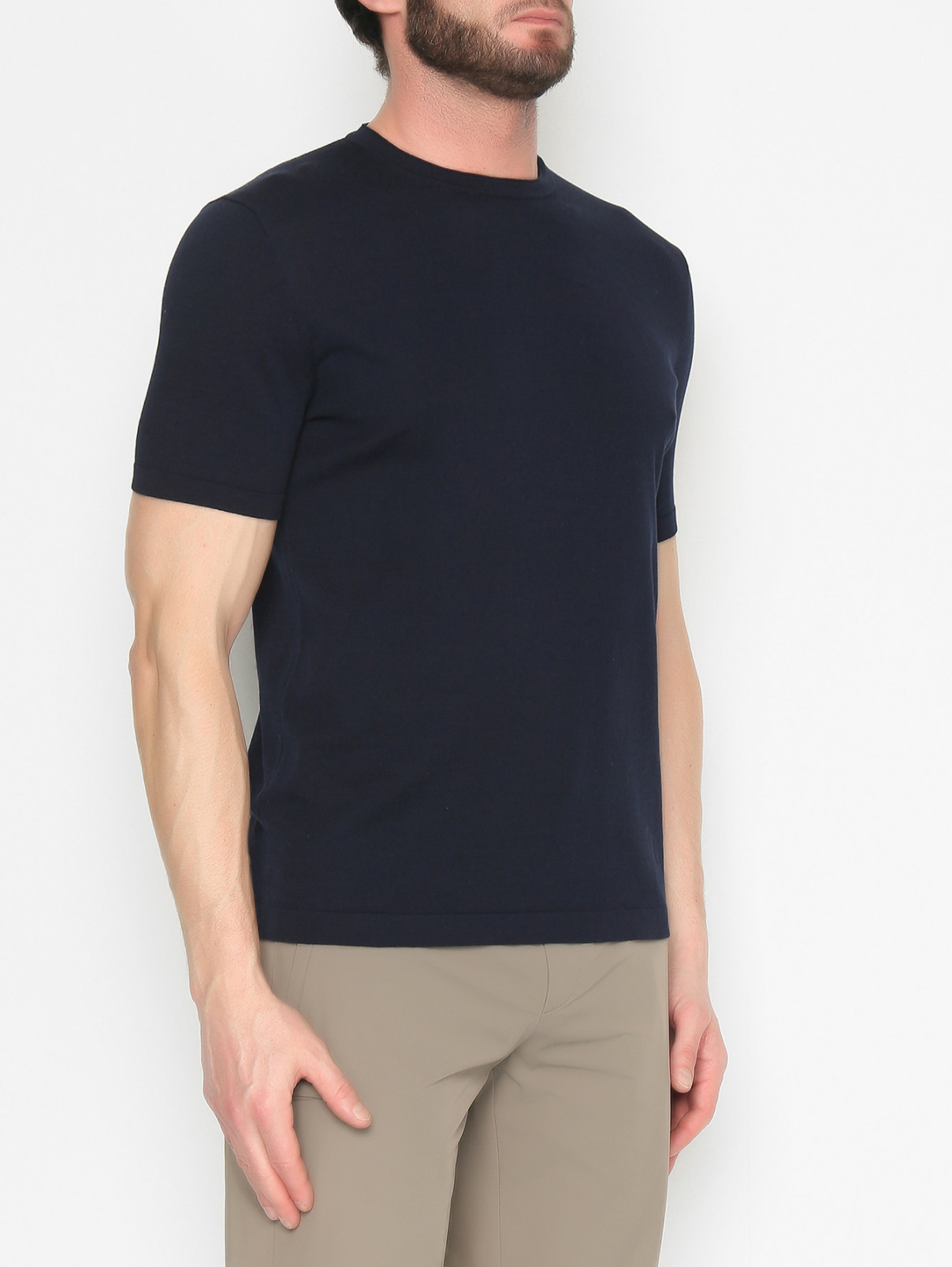 Джемпер из хлопка с короткими рукавами Kangra Cashmere  –  МодельВерхНиз  – Цвет:  Синий