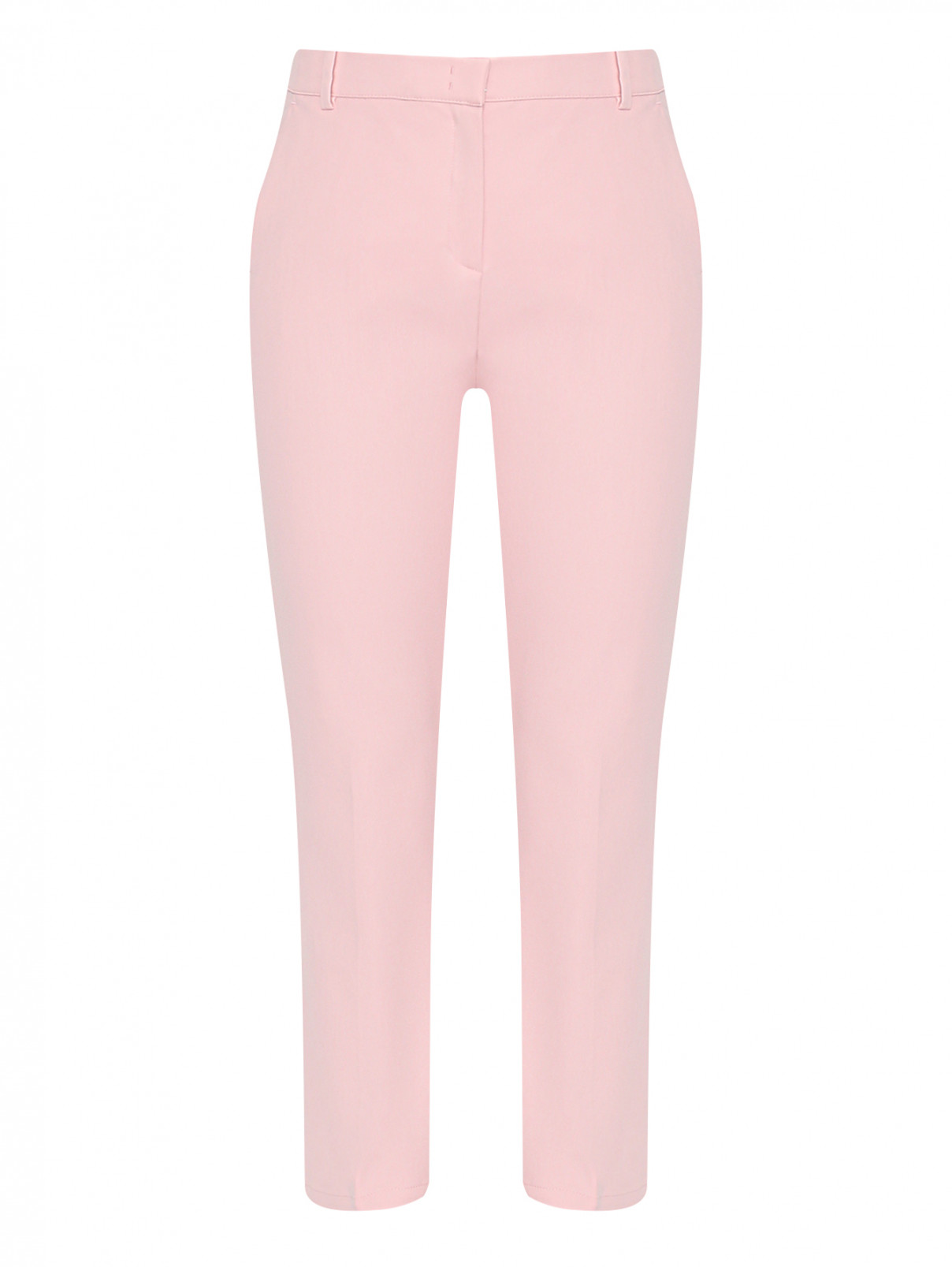 Укороченные брюки из смешанного хлопка Marina Rinaldi  –  Общий вид  – Цвет:  Розовый
