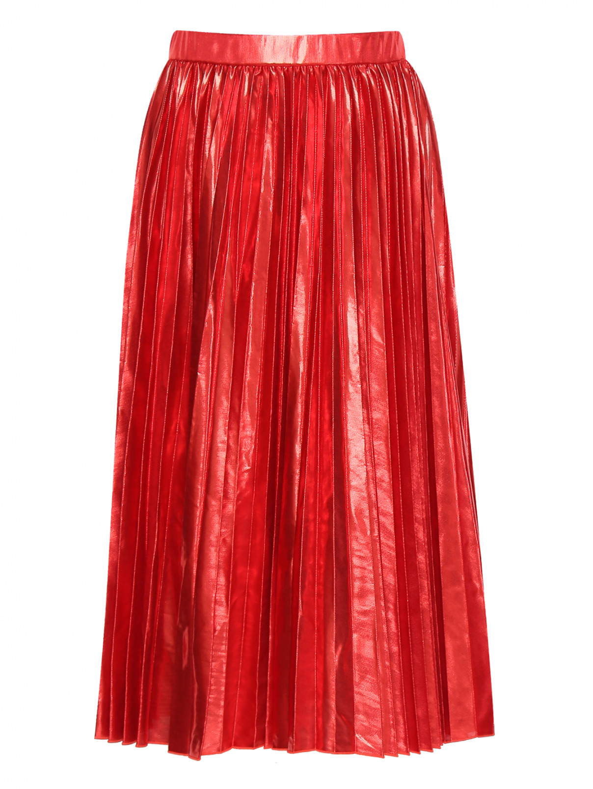 Юбка-миди плиссированная цвета металлик Max&Co  –  Общий вид  – Цвет:  Красный