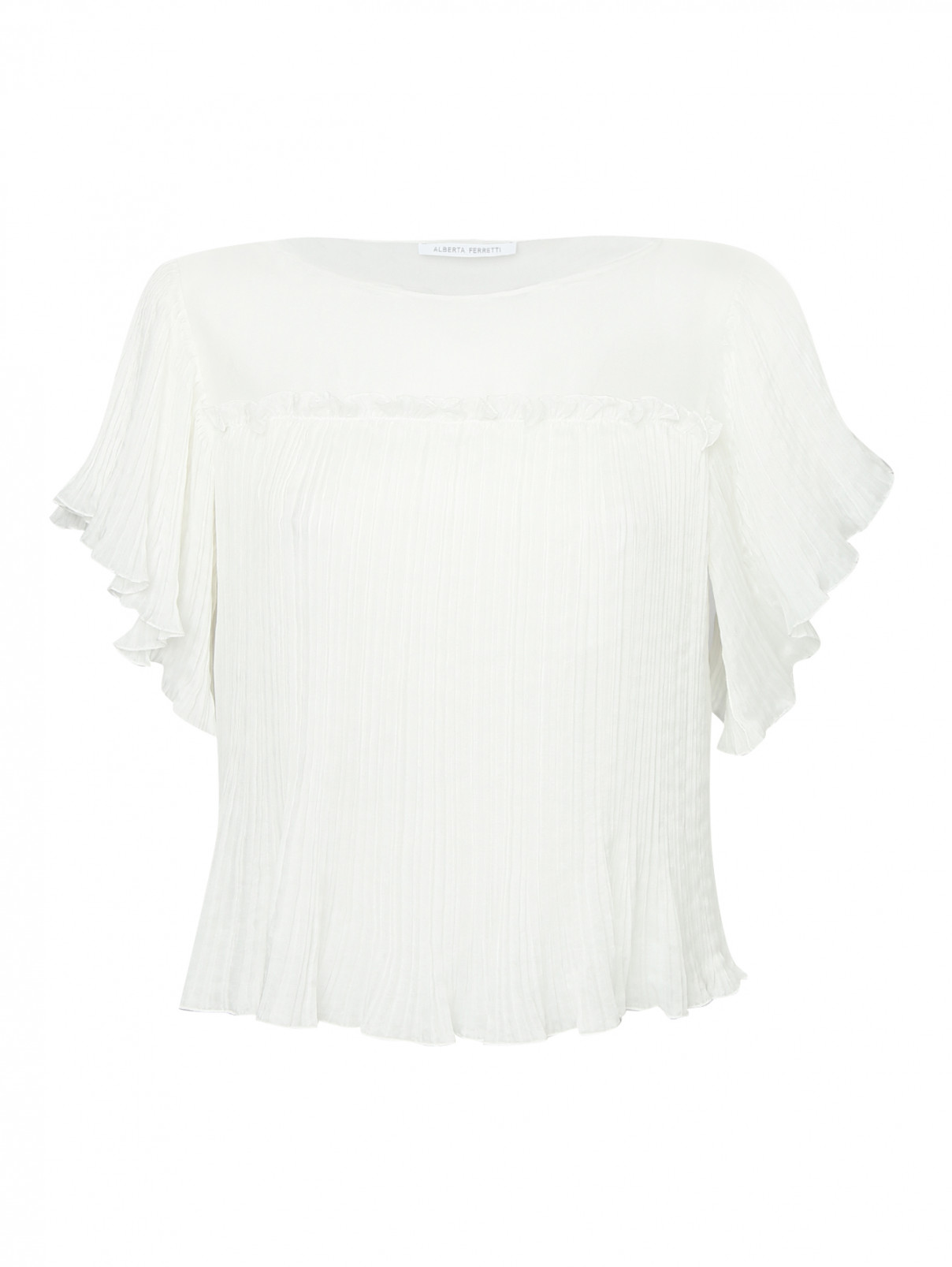Блуза из шелка с коротким рукавом Alberta Ferretti  –  Общий вид  – Цвет:  Белый