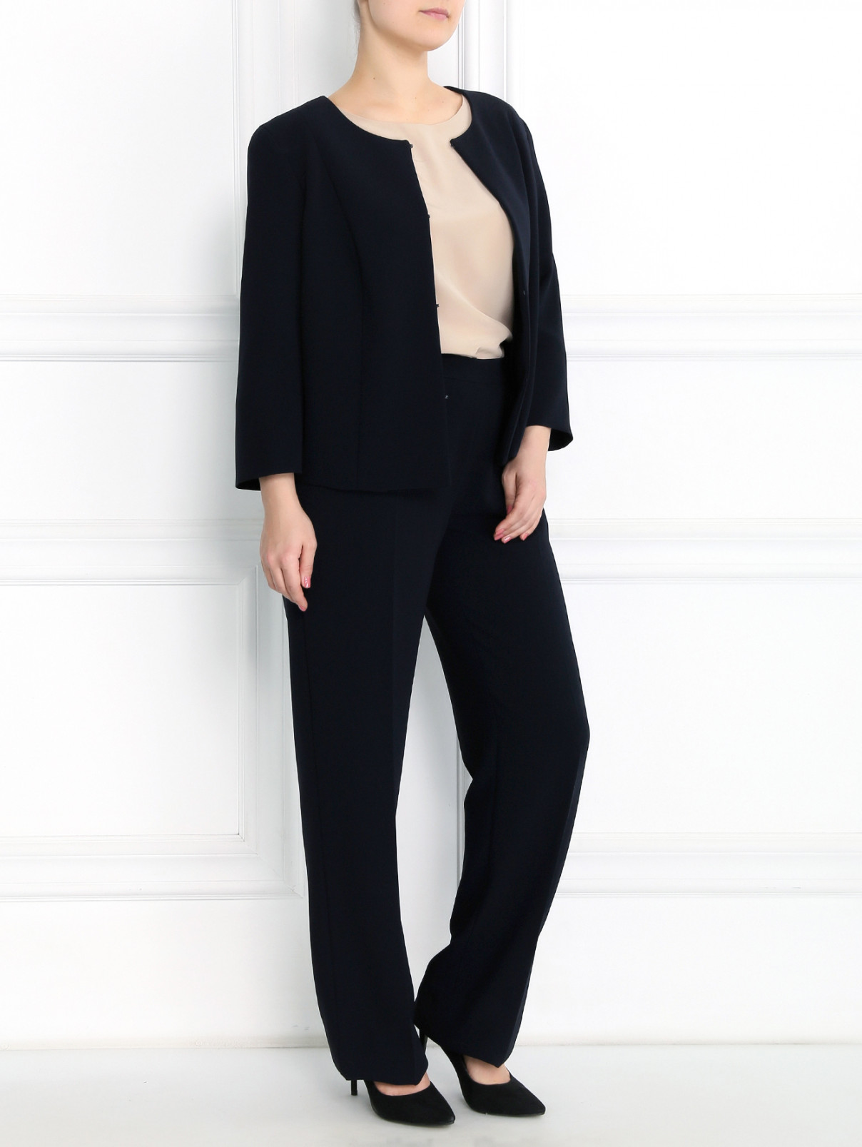 Классические прямые брюки Marina Rinaldi  –  Модель Общий вид  – Цвет:  Синий