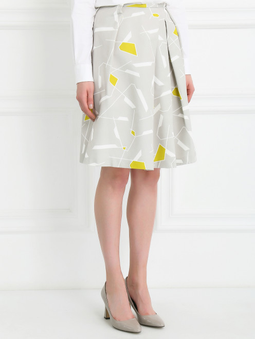 Юбка-трапеция с узором Jil Sander Navy - Модель Верх-Низ