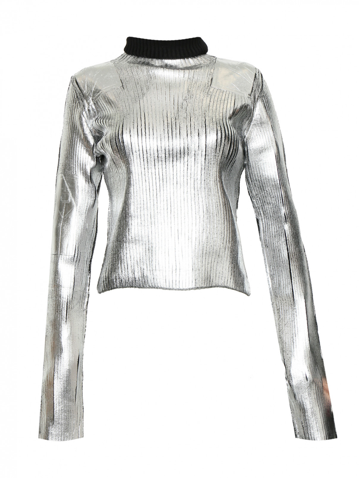 Джемпер из металлизированной шерсти MM6  –  Общий вид  – Цвет:  Серый
