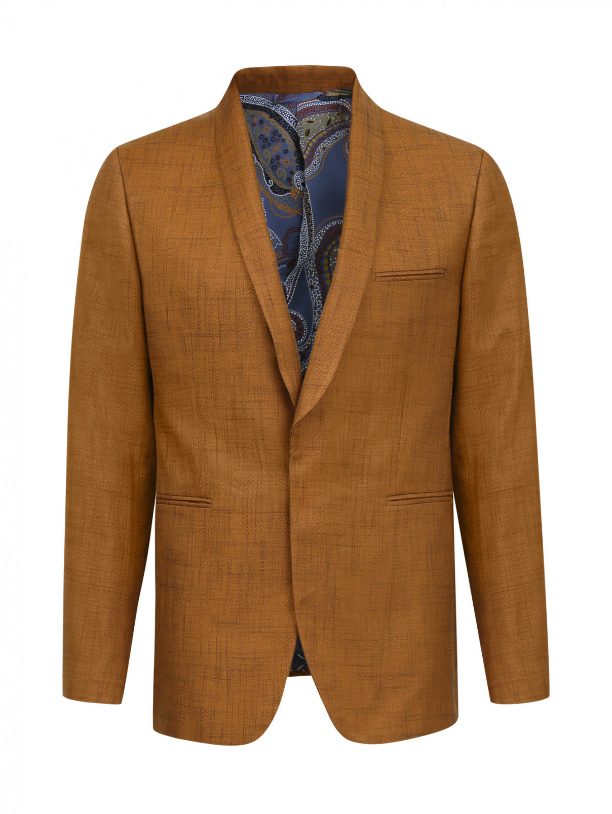 Пиджак из шелка и хлопка с узором Etro  –  Общий вид  – Цвет:  Коричневый