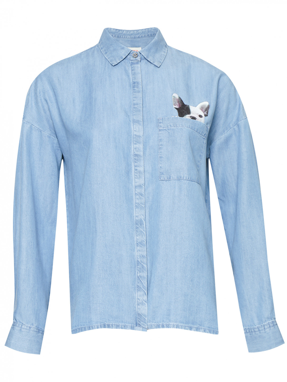 Блуза свободного кроя с аппликацией Paul&Joe Sister  –  Общий вид  – Цвет:  Синий