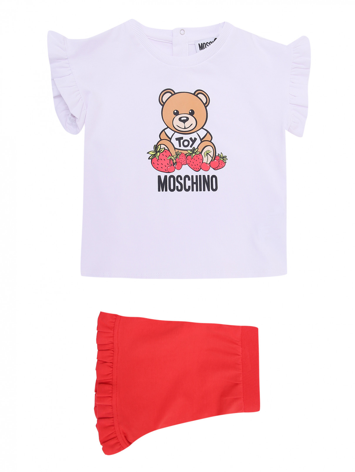 Хлопковый костюм с шортами Moschino  –  Общий вид  – Цвет:  Белый