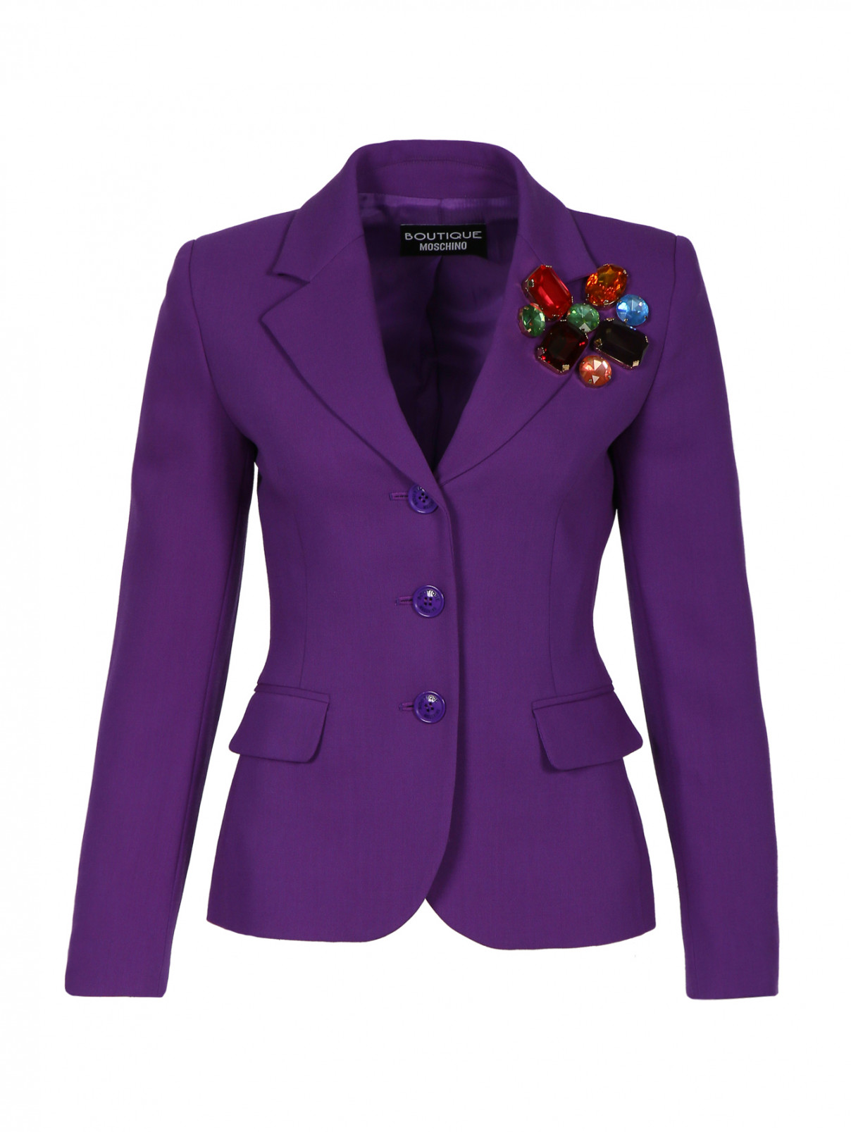 Жакет из шерсти с кристаллами Moschino Boutique  –  Общий вид  – Цвет:  Фиолетовый