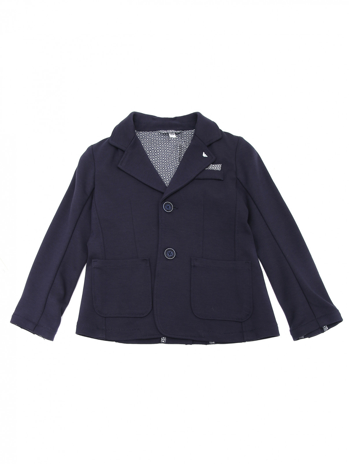 Пиджак трикотажный с карманами Burberry  –  Общий вид  – Цвет:  Синий