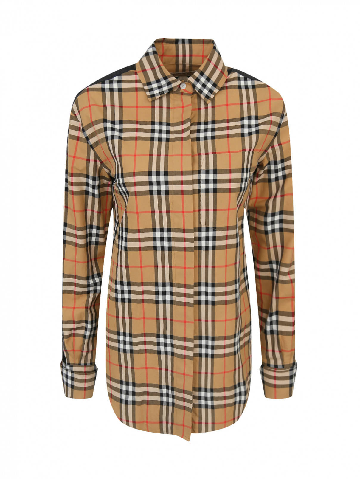 Рубашка из хлопка с узором "клетка" Burberry  –  Общий вид  – Цвет:  Бежевый