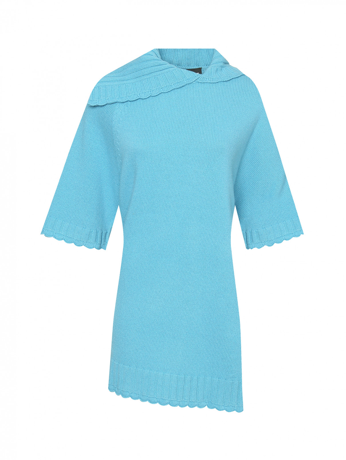 Удлиненный джемпер из шерсти и кашемира Moschino Boutique  –  Общий вид  – Цвет:  Синий