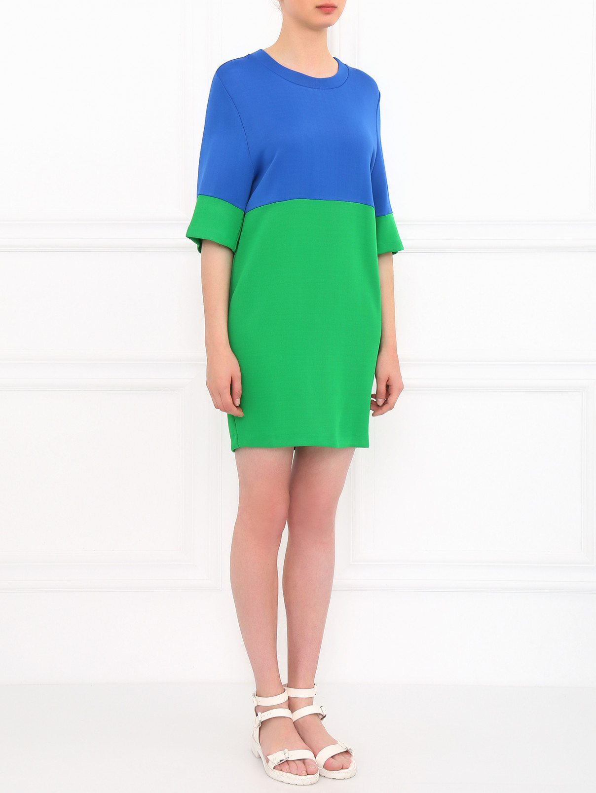 Платье-мини свободного кроя Barbara Bui  –  Модель Общий вид  – Цвет:  Синий