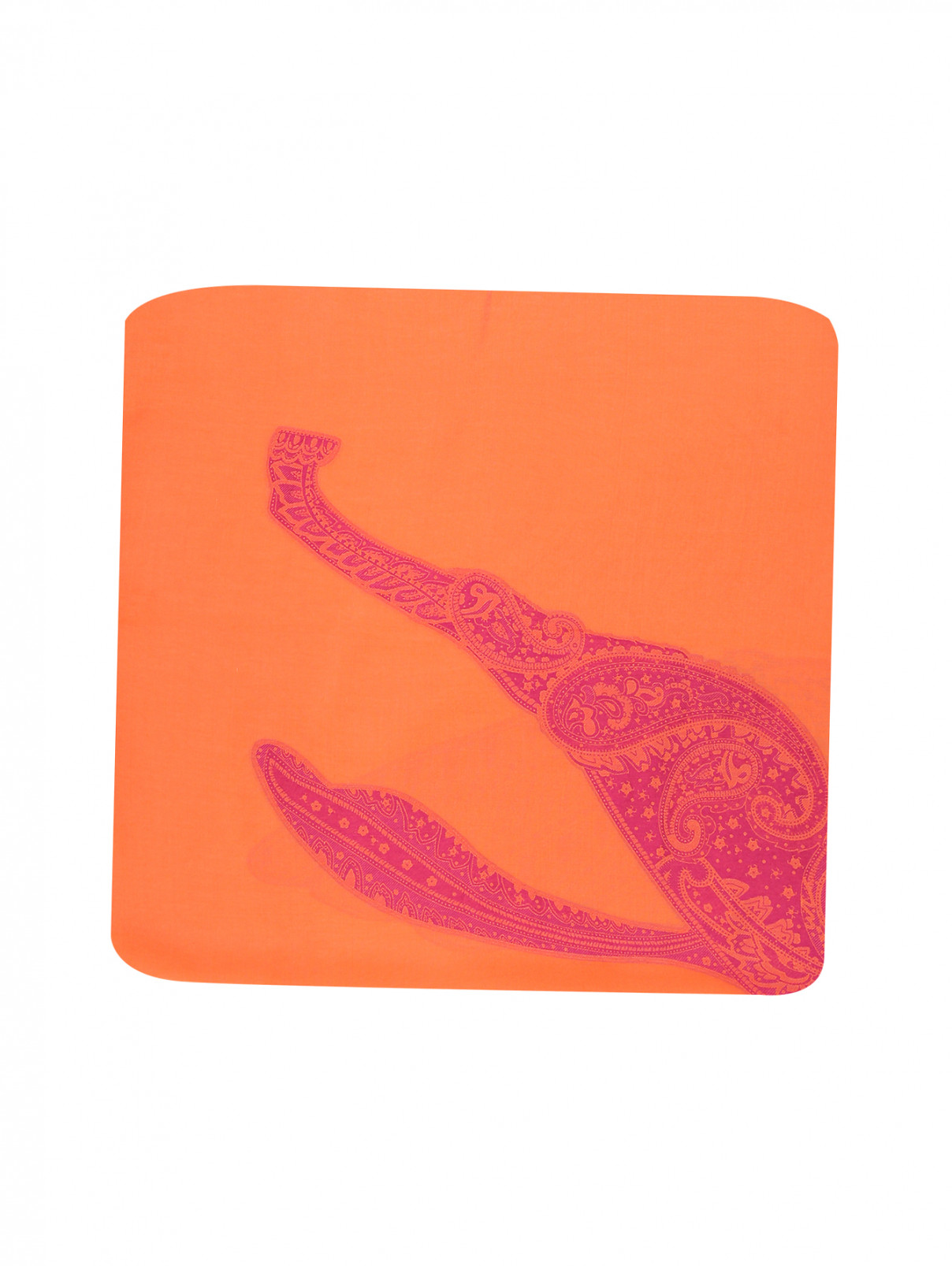 Платок из смешанного шелка с узором пейсли Etro  –  Общий вид  – Цвет:  Оранжевый