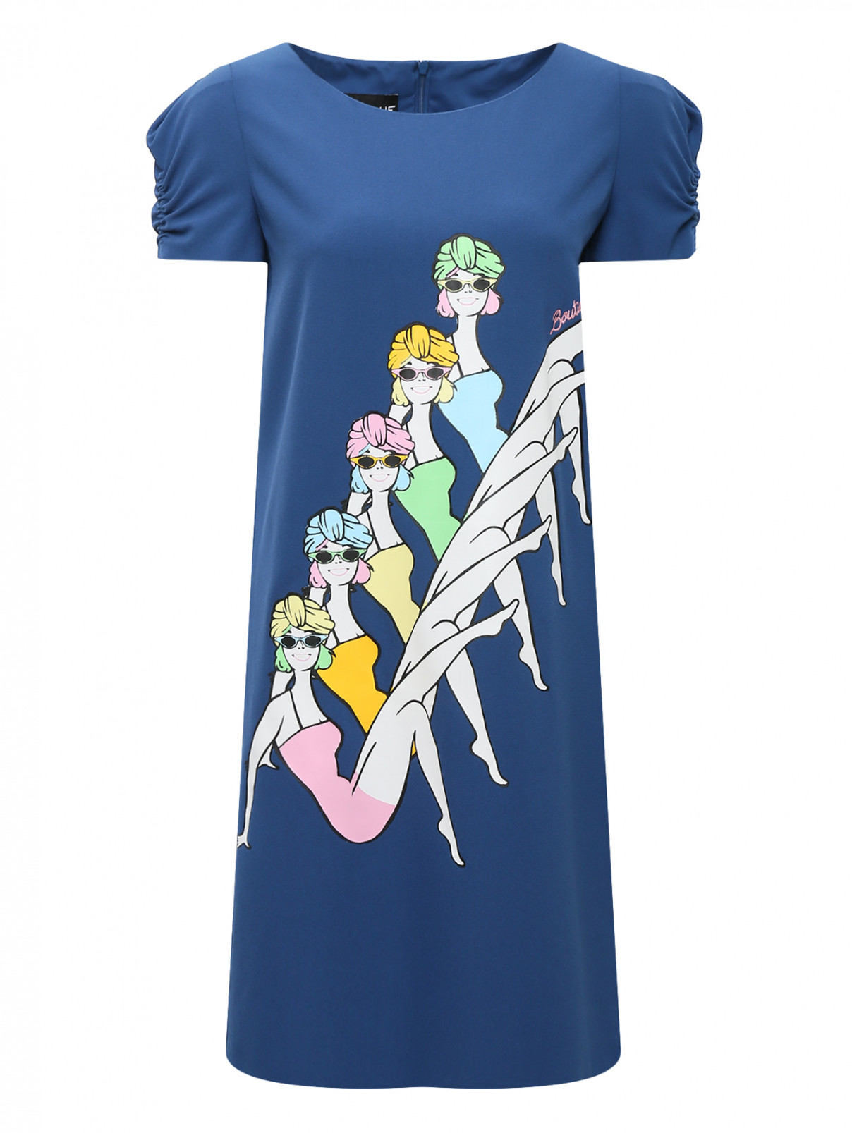 Платье с принтом Moschino Boutique  –  Общий вид  – Цвет:  Синий