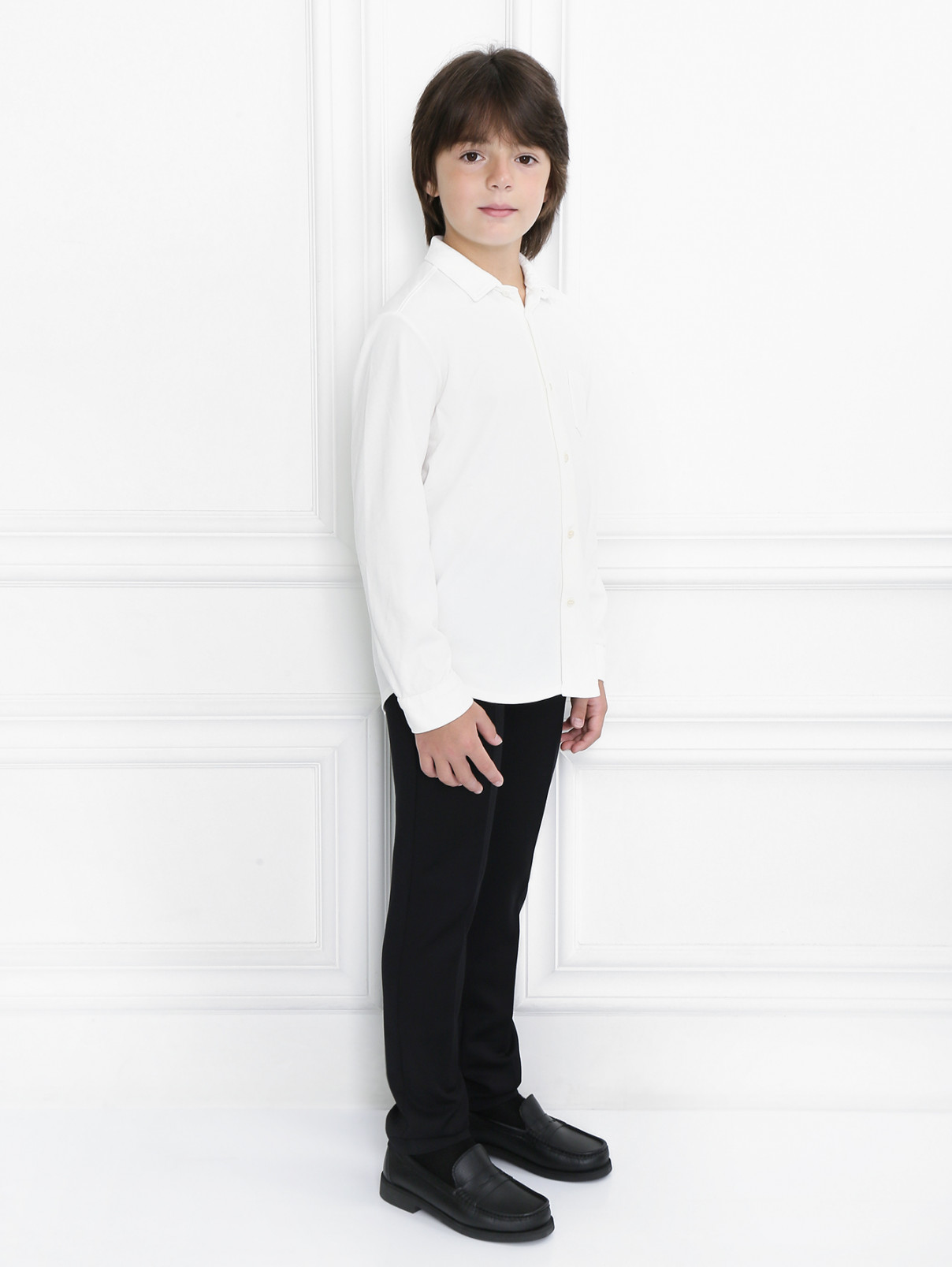 Рубашка из хлопка с нагрудным карманом Il Gufo  –  Модель Общий вид  – Цвет:  Белый