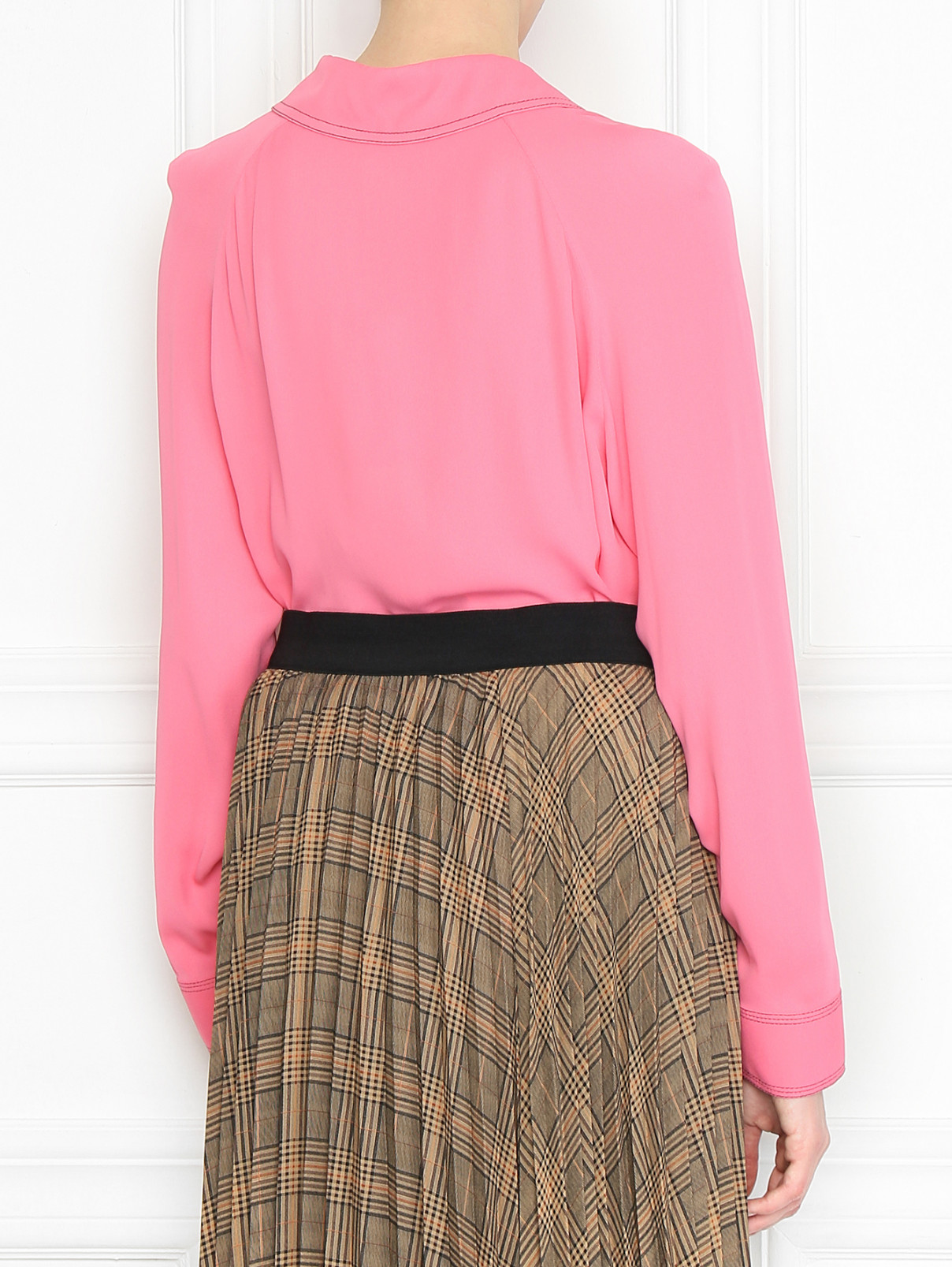 Блуза с контрастной отстрочкой By Malene Birger  –  МодельВерхНиз1  – Цвет:  Розовый