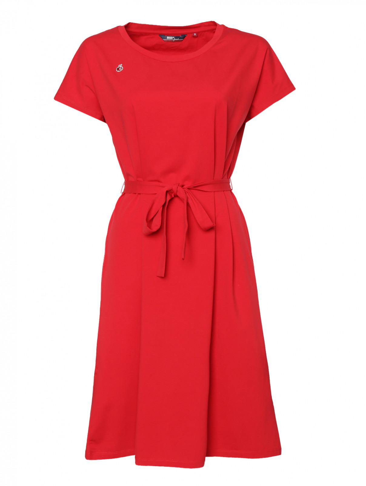Платье из хлопка с поясом BOSCO  –  Общий вид  – Цвет:  Красный