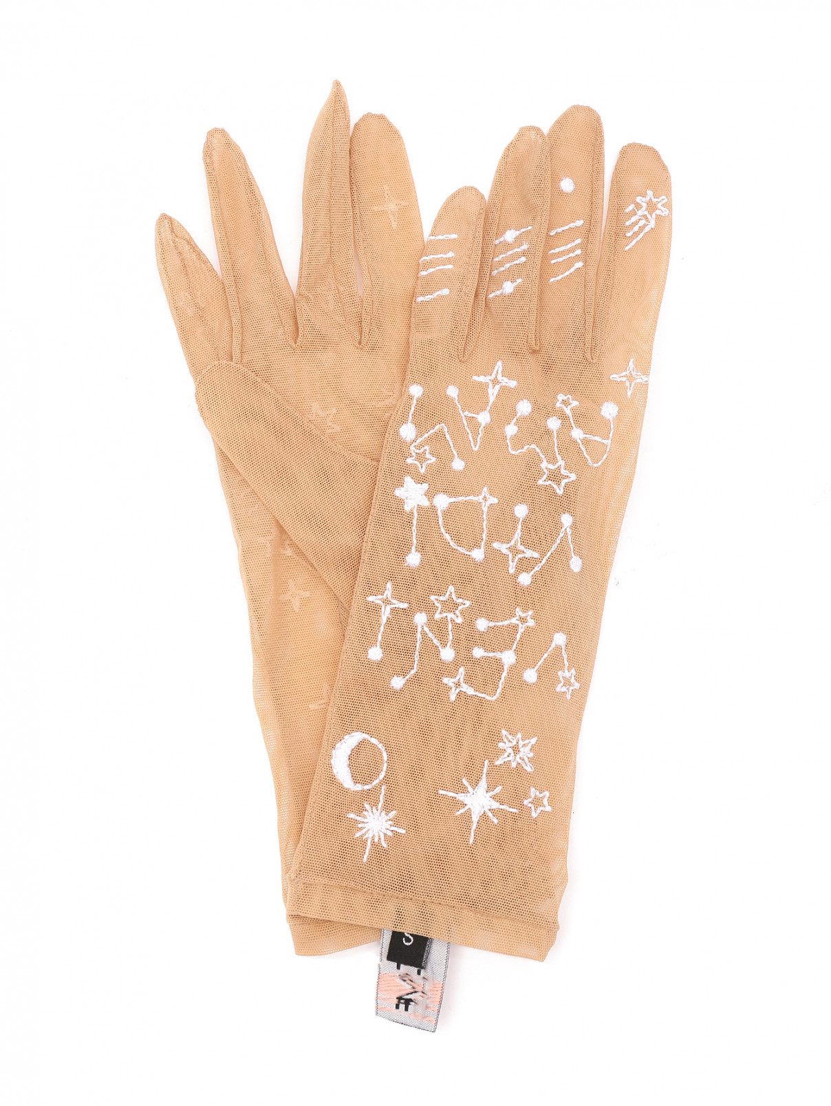 Перчатки из сетки с вышивкой Glove.me  –  Общий вид  – Цвет:  Бежевый