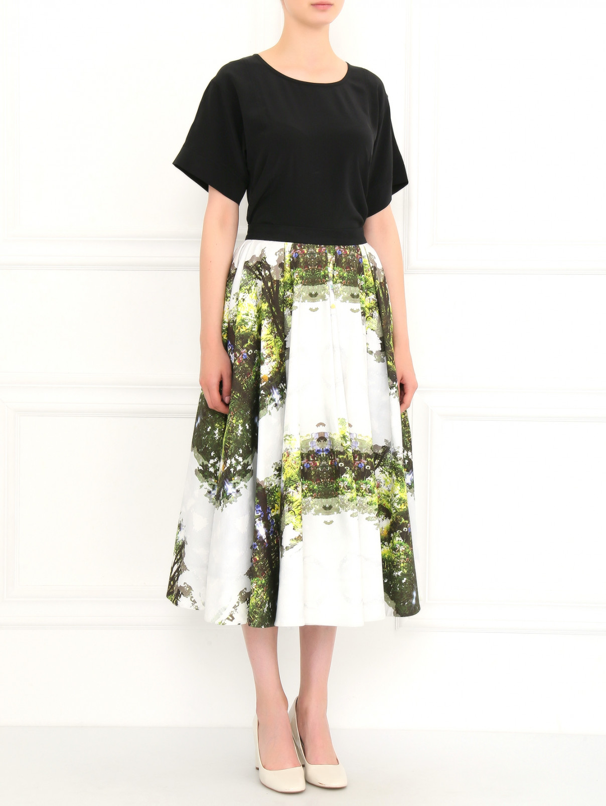 Пышная юбка-макси из хлопка Kira Plastinina  –  Модель Общий вид  – Цвет:  Узор
