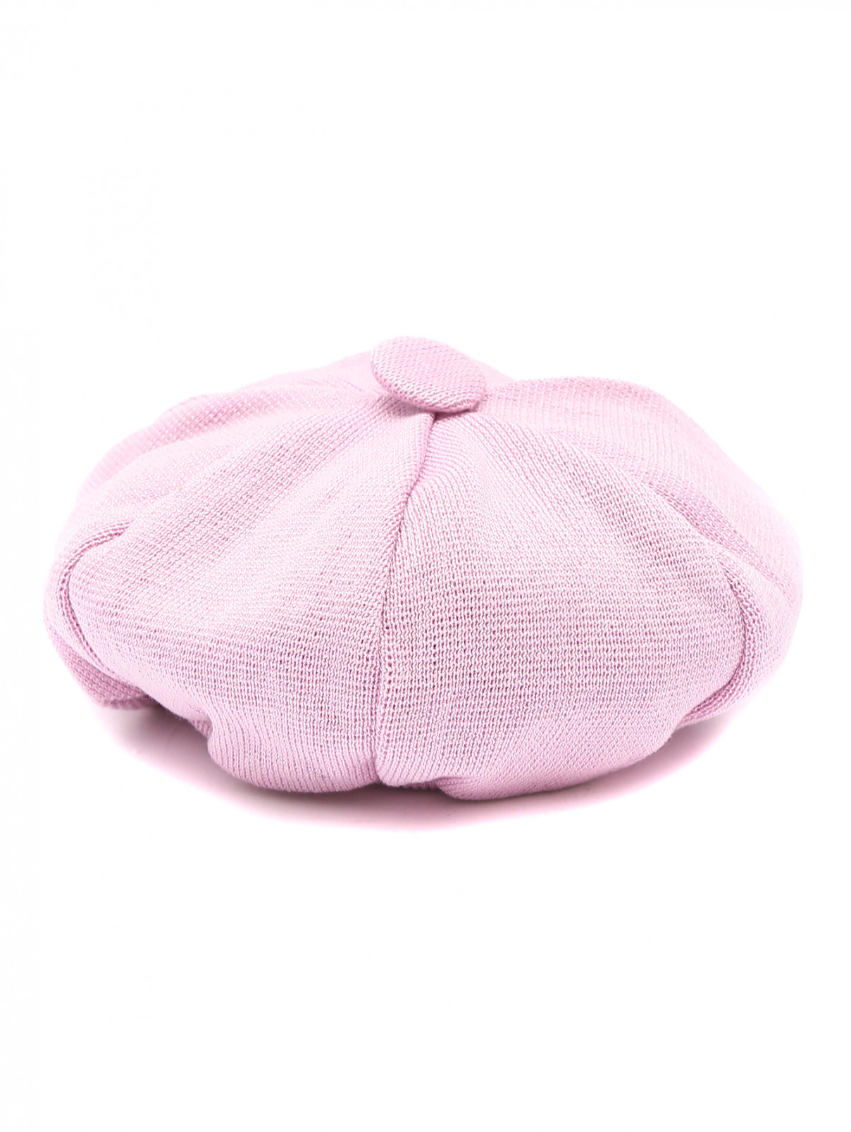 Берет из хлопка с декоративной пуговицей Catya  –  Общий вид  – Цвет:  Розовый