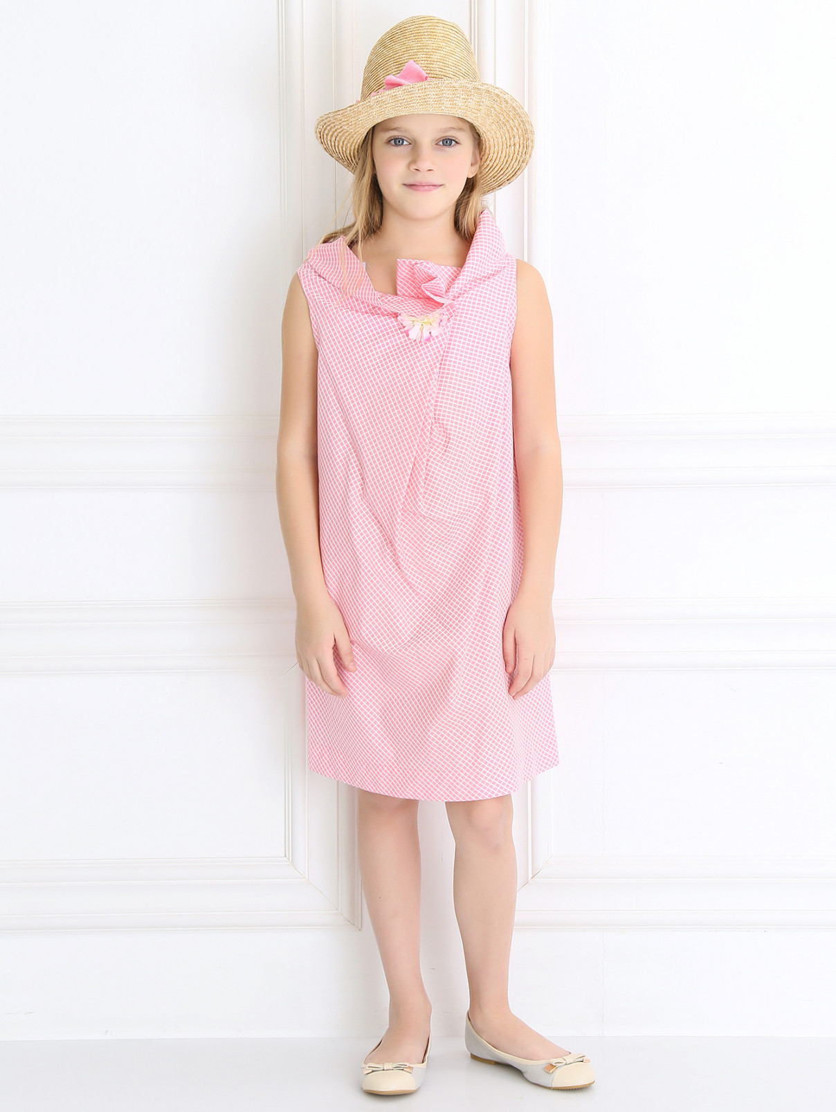 Платье из смешанного хлопка с декором MiMiSol  –  Модель Общий вид  – Цвет:  Розовый