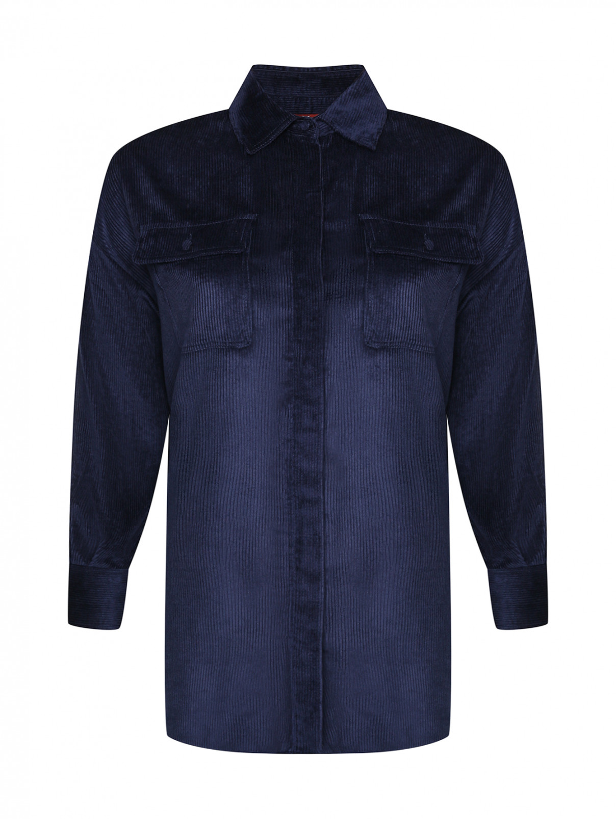 Вельветовая рубашка с карманами Max Mara  –  Общий вид  – Цвет:  Синий