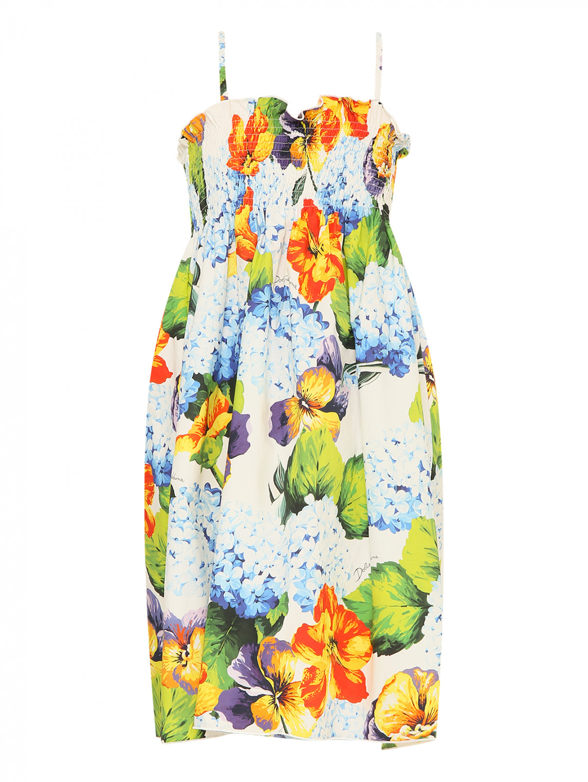 Платье на лямках с узором Dolce & Gabbana  –  Общий вид  – Цвет:  Узор