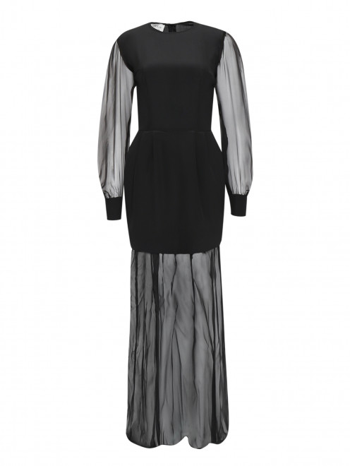 Шелковое платье-макси с длинным рукавом - Общий вид
