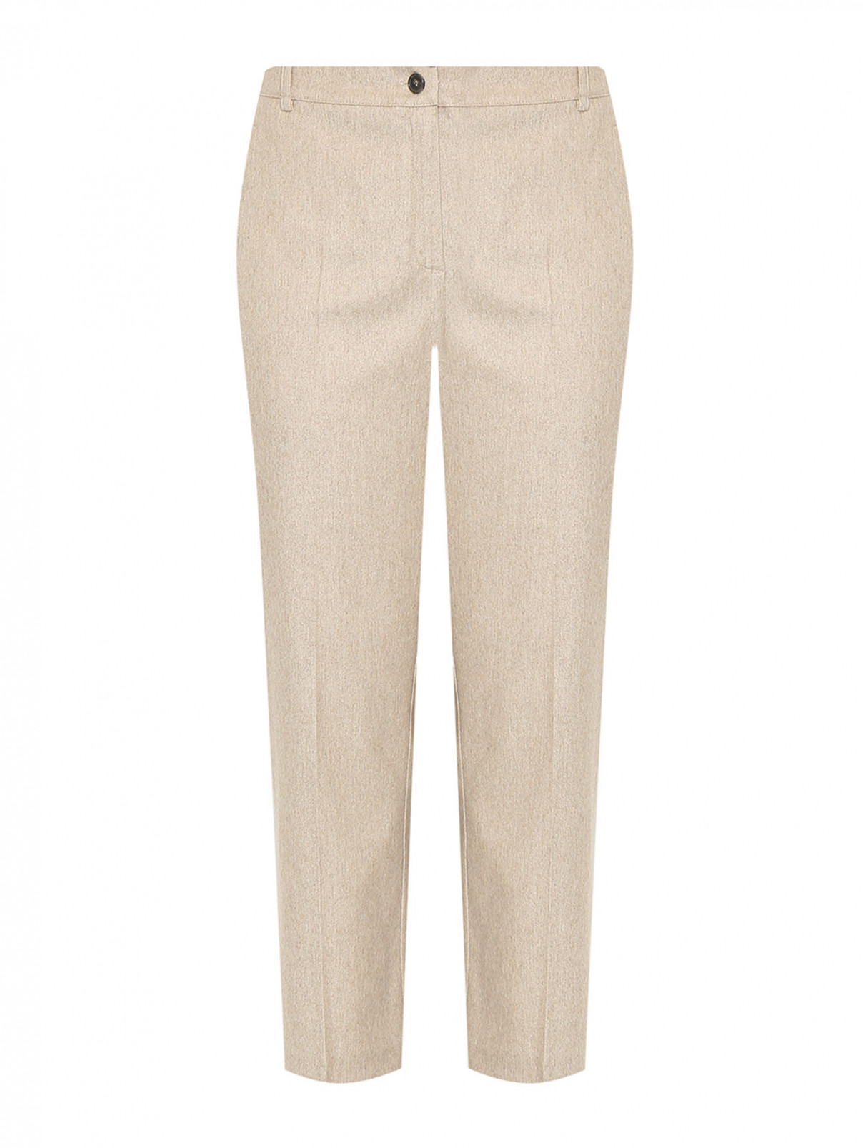 Однотонные брюки из смешанной шерсти Marina Rinaldi  –  Общий вид  – Цвет:  Бежевый
