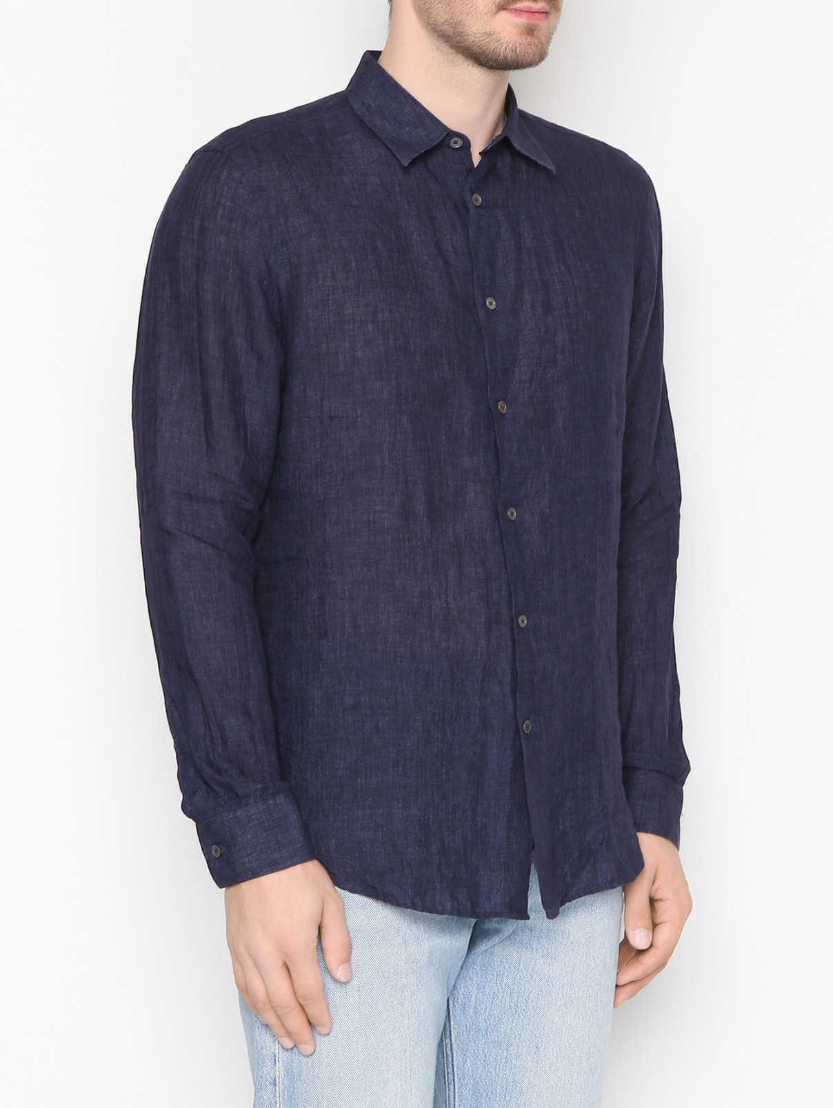 Рубашка из льна Paul Smith  –  МодельВерхНиз  – Цвет:  Синий