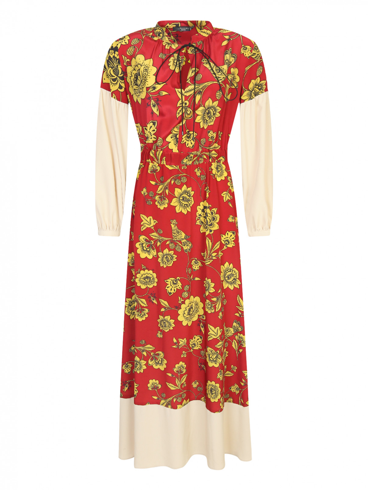 Платье-макси из шелка с узором Weekend Max Mara  –  Общий вид  – Цвет:  Красный