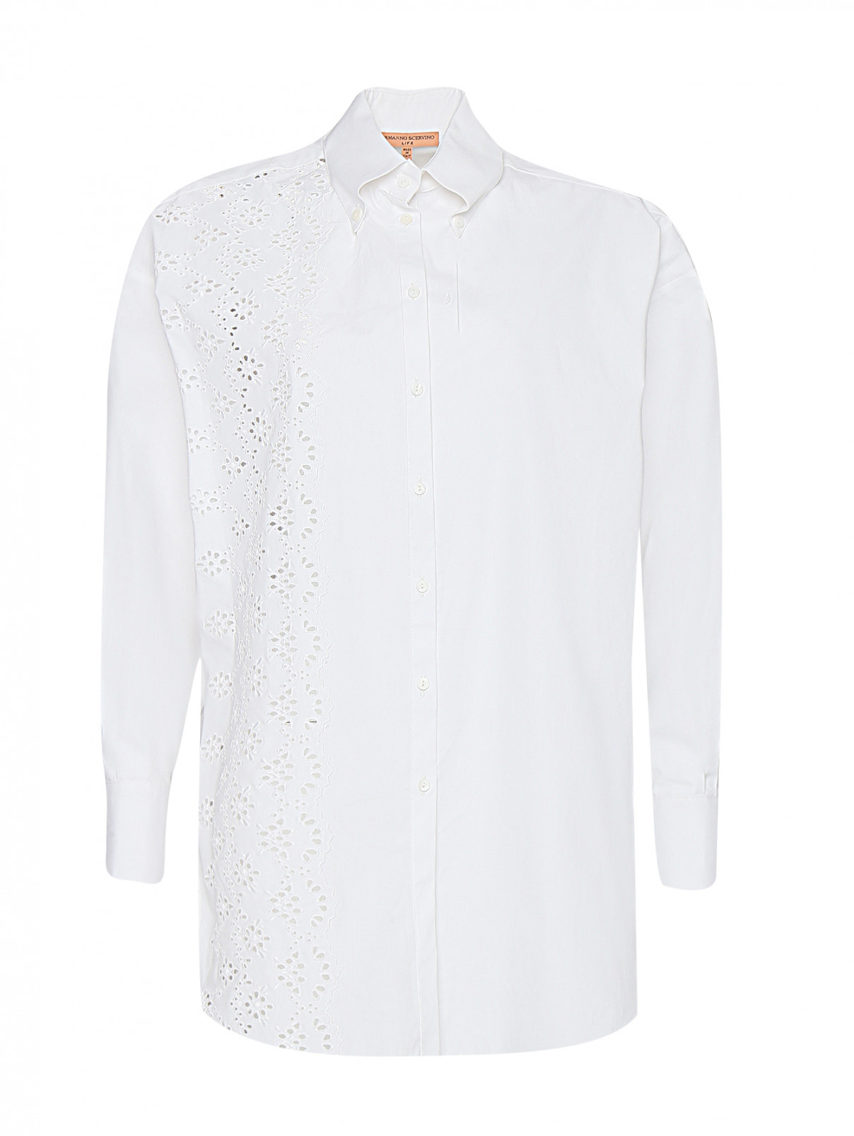 Рубашка из хлопка с декоративной вышивкой Ermanno Scervino  –  Общий вид  – Цвет:  Белый