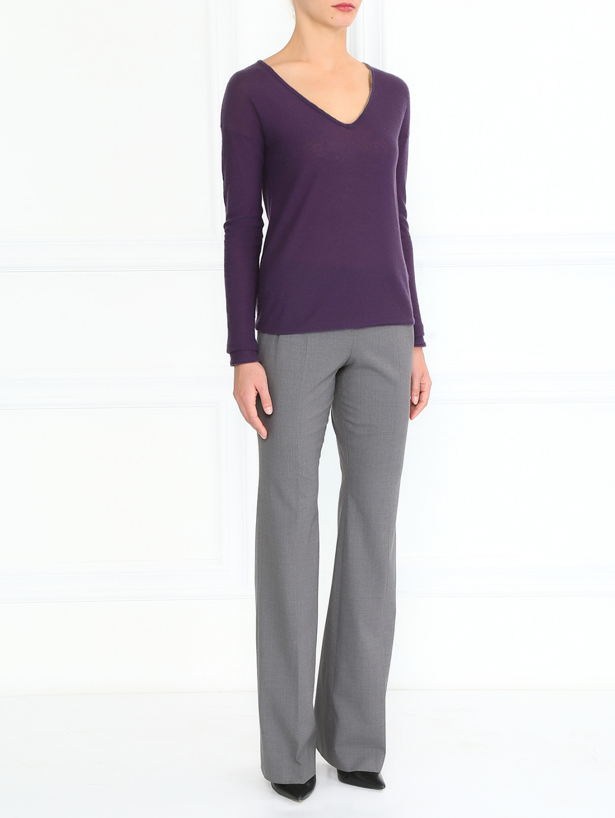 Шерстяные брюки с боковыми карманами Jil Sander  –  Модель Общий вид  – Цвет:  Серый