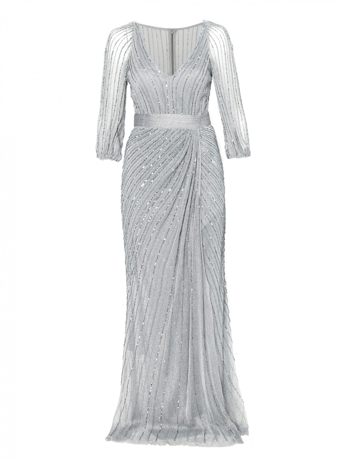Платье-макси, декорированное бисером и паетками Rosa Clara  –  Общий вид  – Цвет:  Серый