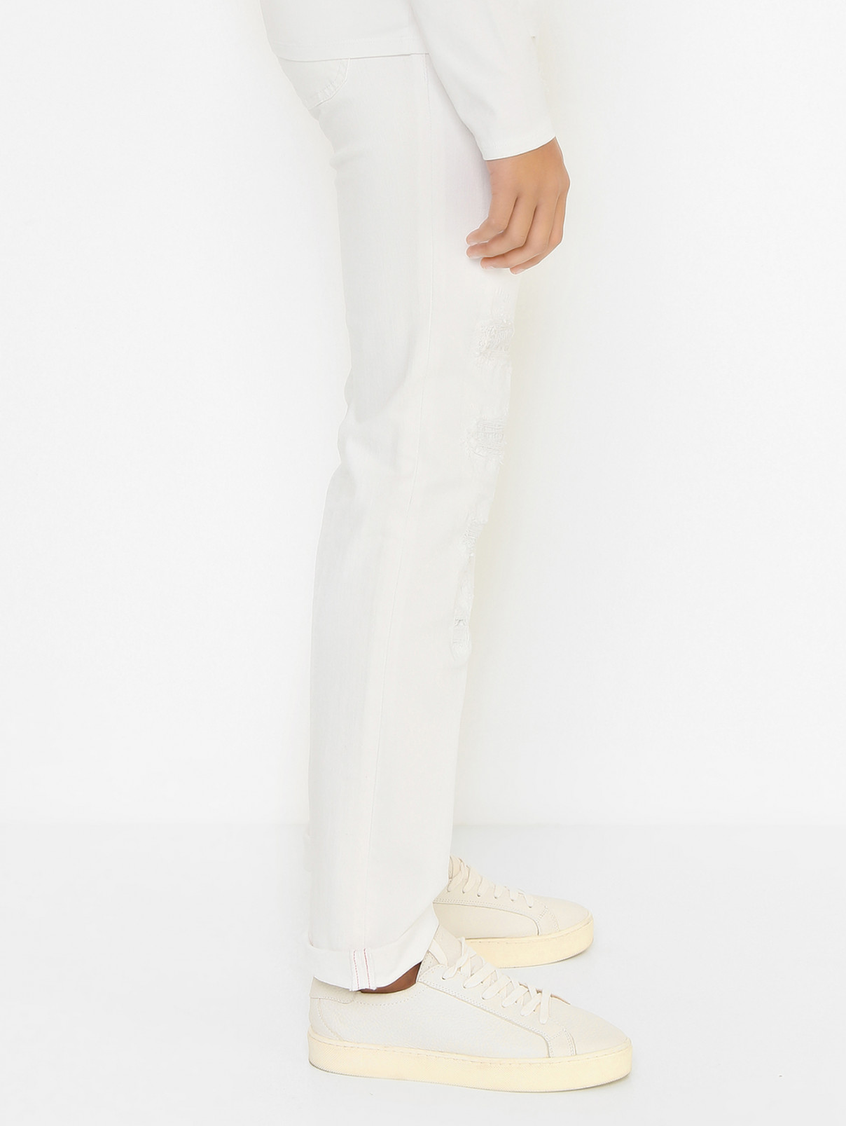 Прямые джинсы с разрезами Philipp Plein  –  МодельВерхНиз2  – Цвет:  Белый