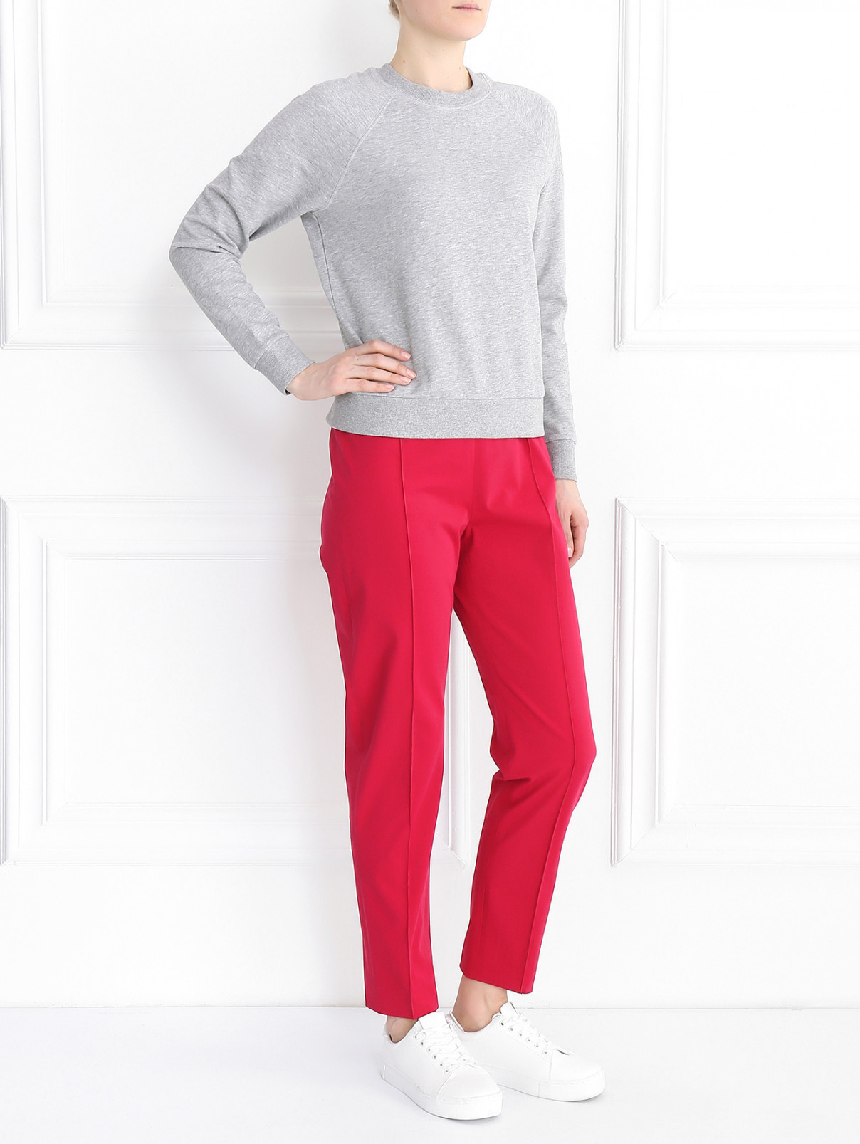Укороченные брюки из хлопка Max Mara  –  Модель Общий вид  – Цвет:  Розовый